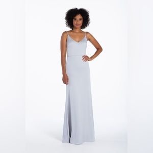 Hayley Paige cloud blue crepe gown